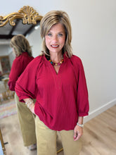 Umgee Textured Scalloped Top Red