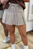 Pleated Mini Skort Light Brown