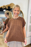 Fall in Love Cable Knit Sweater Vest Brown