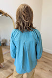 Umgee Textured Scalloped Top Teal