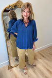Umgee High Standards Lined Top Navy