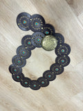 Western Belt Turquoise Medallion Brown
