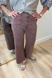 Charlie B Cropped Twill Pants Chocolate