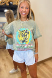 Dreamer Wild & Free Tiger Vintage Graphic Top Green