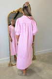 Umgee Signature Pink Striped Midi Dress
