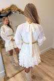 Western Romance Belted Dress Cream