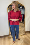 Umgee Textured Blouse Crimson