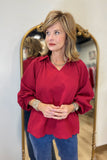Umgee Textured Blouse Crimson