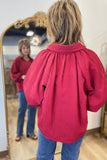 Umgee Textured Blouse Crimson