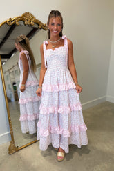 Garden Daydream Smocked Midi Dress Pink