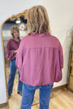 Umgee Ruffle Neck Blouse Merlot