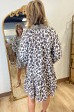 Umgee Leopard Boho Dress Grey