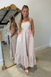 Garden Grove Open Back Midi Dress Pink