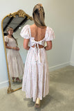 Striped Romance Floral Tie Back Tiered Dress Pink