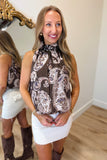 Elevated Paisley Tie Top Brown