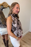 Elevated Paisley Tie Top Brown