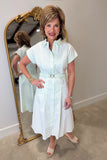 Renuar Seersucker Stripe Shirt Dress Honeydew
