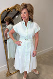 Renuar Seersucker Stripe Shirt Dress Honeydew