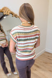 Autumn Amor Striped Sweater Vest Apricot