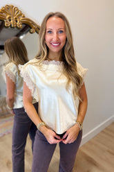 Chris Lace Trim Top Cream