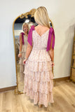 Beloved Floral Shoulder-tie Maxi Dress Magenta