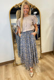 Fields of Floral Tiered Maxi Skirt Blue