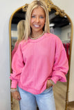 Rowan Raw Edge Textured Top Pink