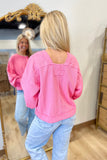 Rowan Raw Edge Textured Top Pink