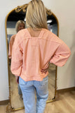 Rowan Raw Edge Textured Top Peach