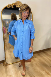 Boho Chic Shirt Dress Periwinkle