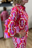 Boho Chic Shirt Dress Printed Pink