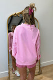XOXO Gingham Mock Neck Sweatshirt Pink