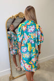Umgee Neon Paisley Dress Teal