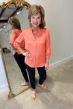 Renuar Roll Tab Sleeve Blouse Sorbet