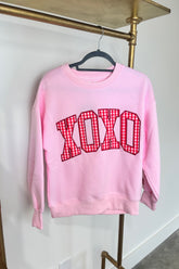 Lulu Mac Pink Sweatshirt XOXO Red Gingham