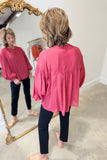 Wine Berry Blouse w Puff Sleeves