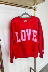 Lulu Mac LOVE Red Sweatshirt w Pink Gingham