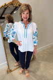Multiples Embroidered Top Spring Tide