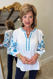 Multiples Embroidered Top Spring Tide