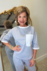 Joh Kaley Knit Colorblock Top Silver