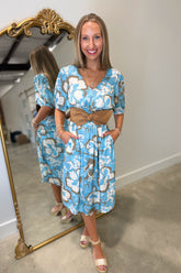 Dear John Lilia Aqua Floral Dress