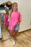 Vivid Basic Washed Tee Hot Pink