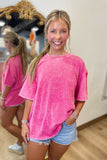 Vivid Basic Washed Tee Hot Pink