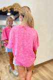 Vivid Basic Washed Tee Hot Pink