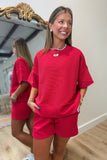 Settle In Ribbed Short Set Ruby