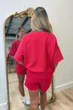 Settle In Ribbed Short Set Ruby