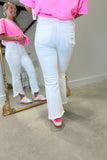 Hidden Happi High Rise Cropped Flare White