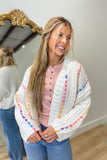 Ribbed Henley Long Sleeve Top Pink