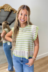 Spring Sage Ruffled Sweater