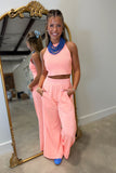 Dillon Mineral Wash Pant Set Coral RESTOCK